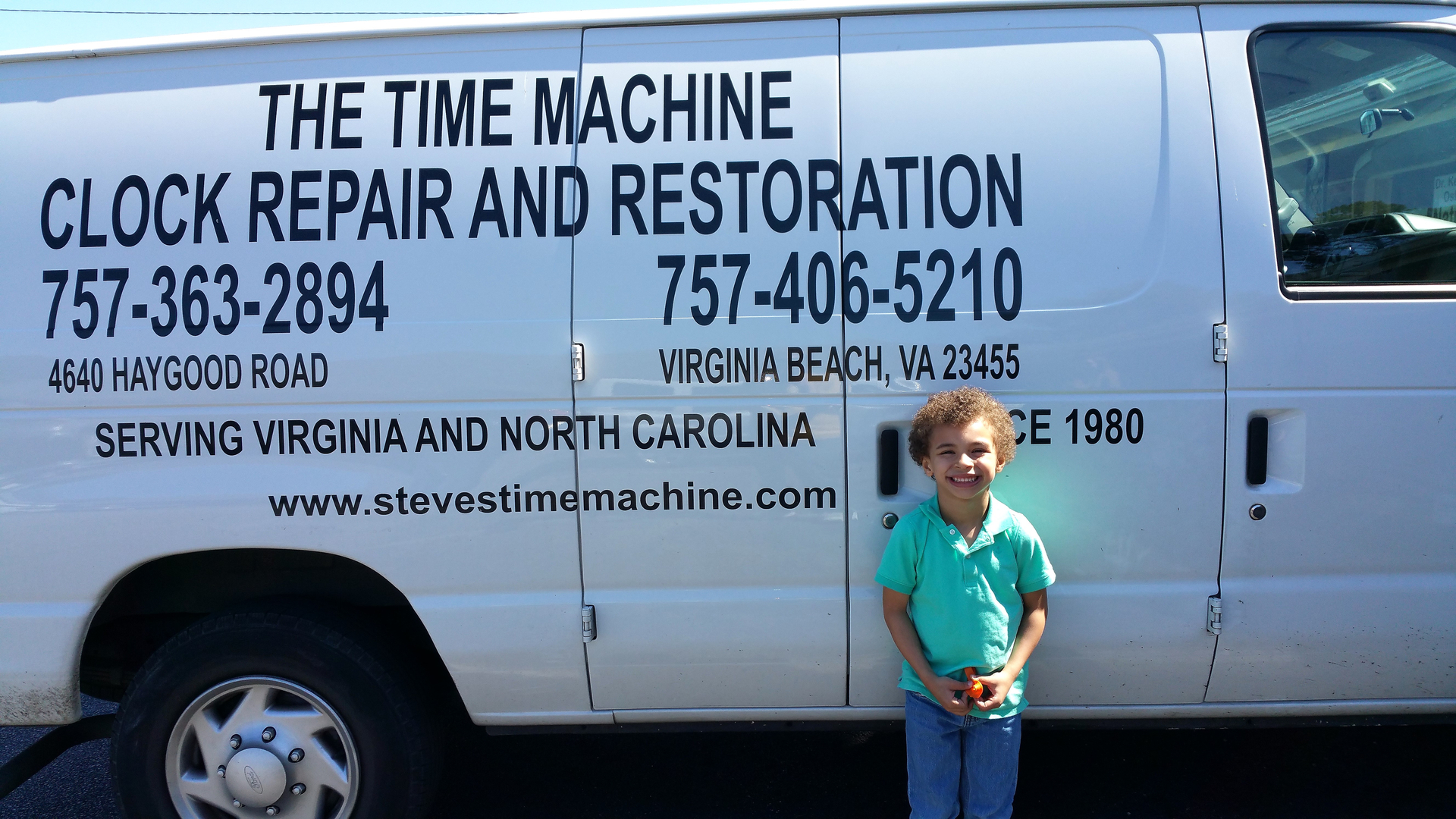 The Time Machine service van — Virginia Beach clock repair